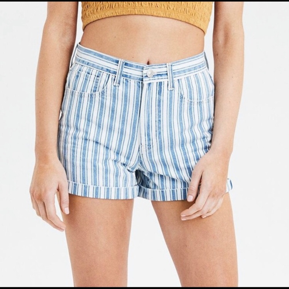 Blue and White Striped Jeans
